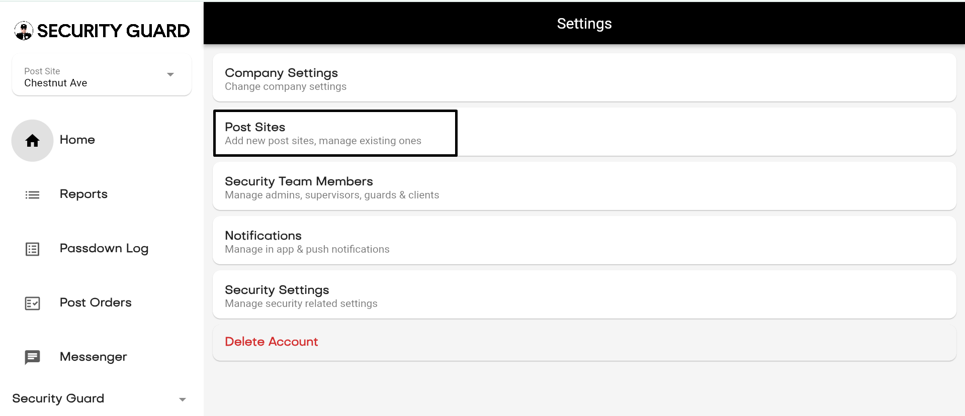How to edit a Post Site Address? – Security Guard App